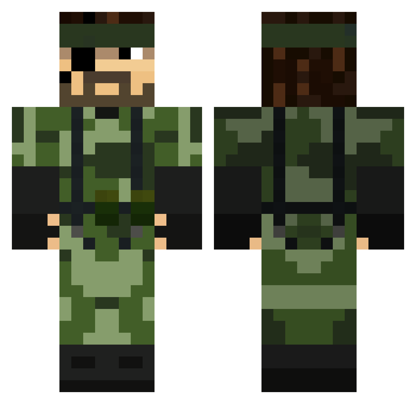 SaltBeard Minecraft skin, front and back view