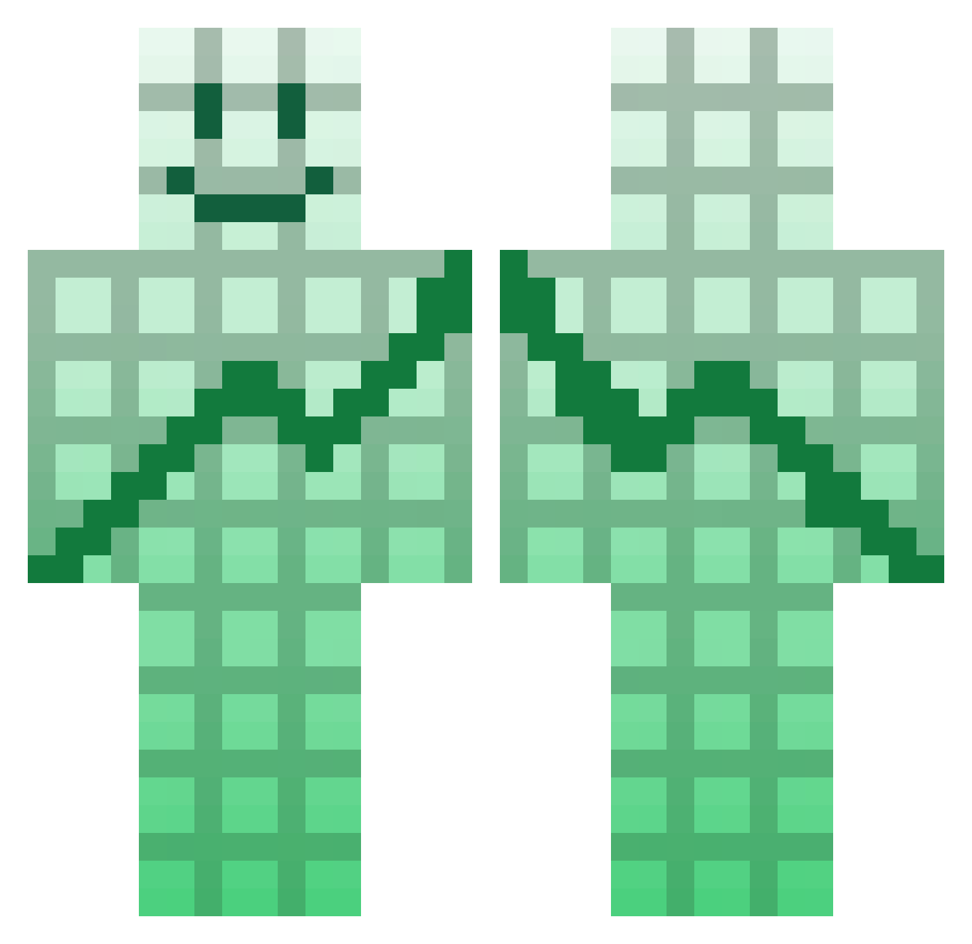 Stonk Minecraft skin, front and back view