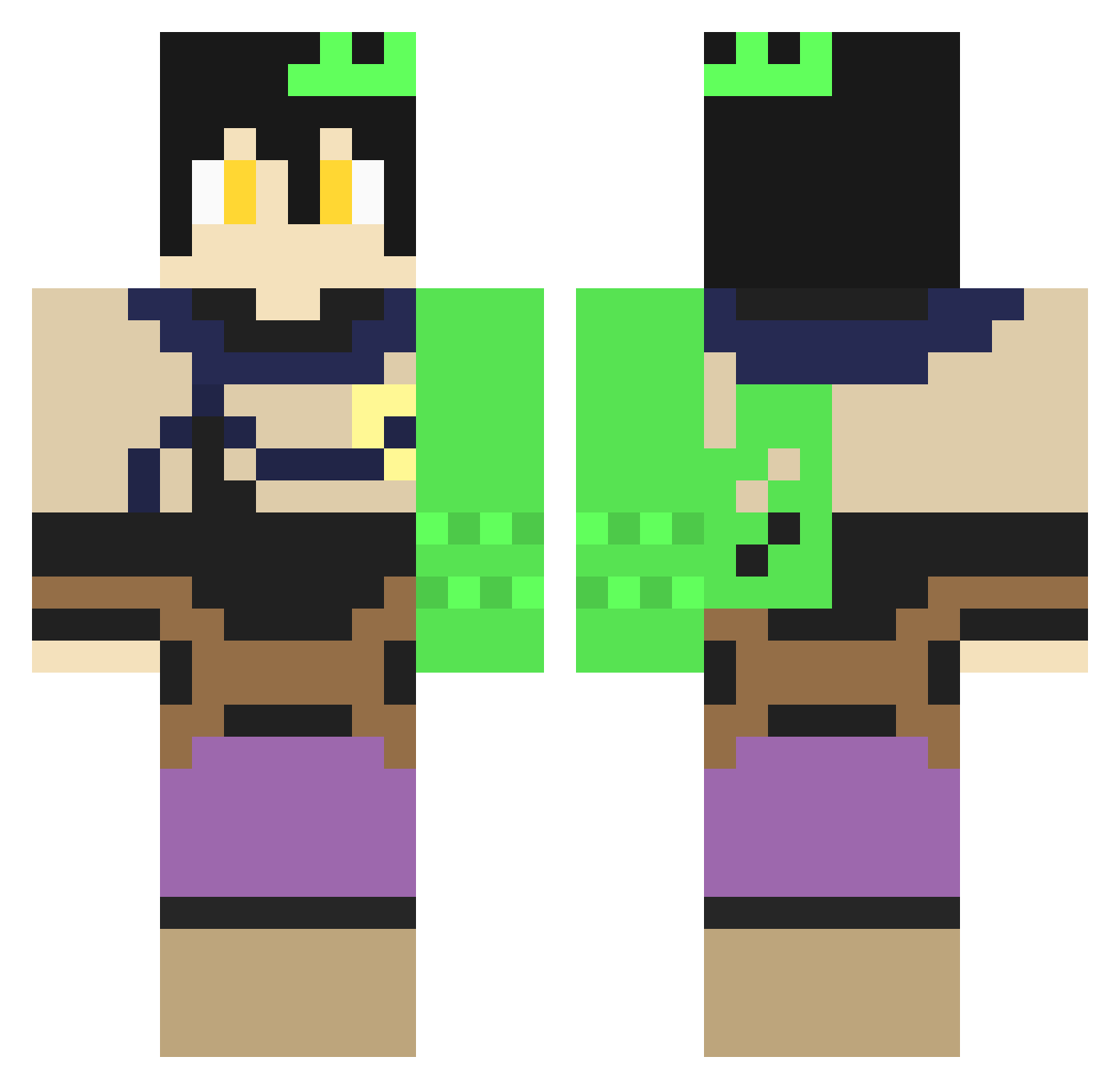 SettledHades66 Minecraft skin, front and back view