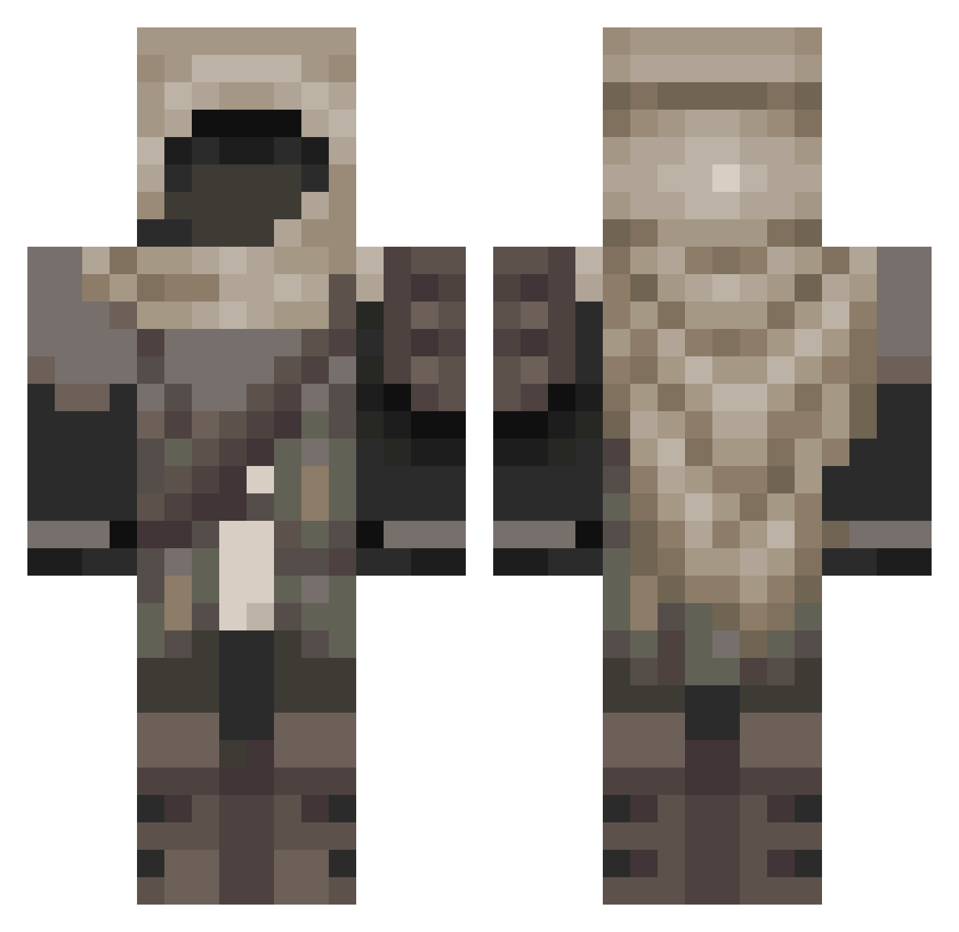 Combren Minecraft skin, front and back view