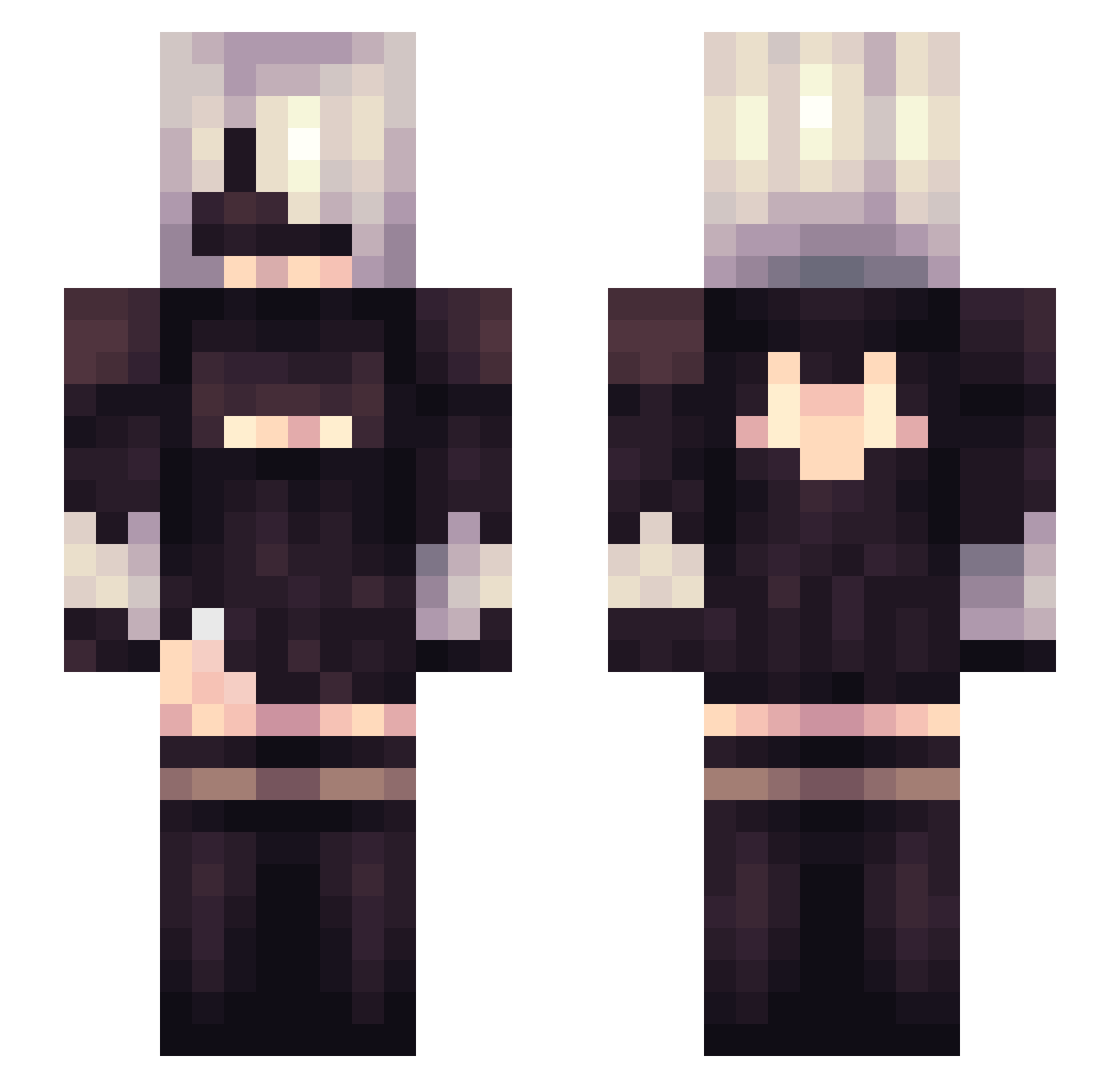 Niomi Minecraft skin, front and back view