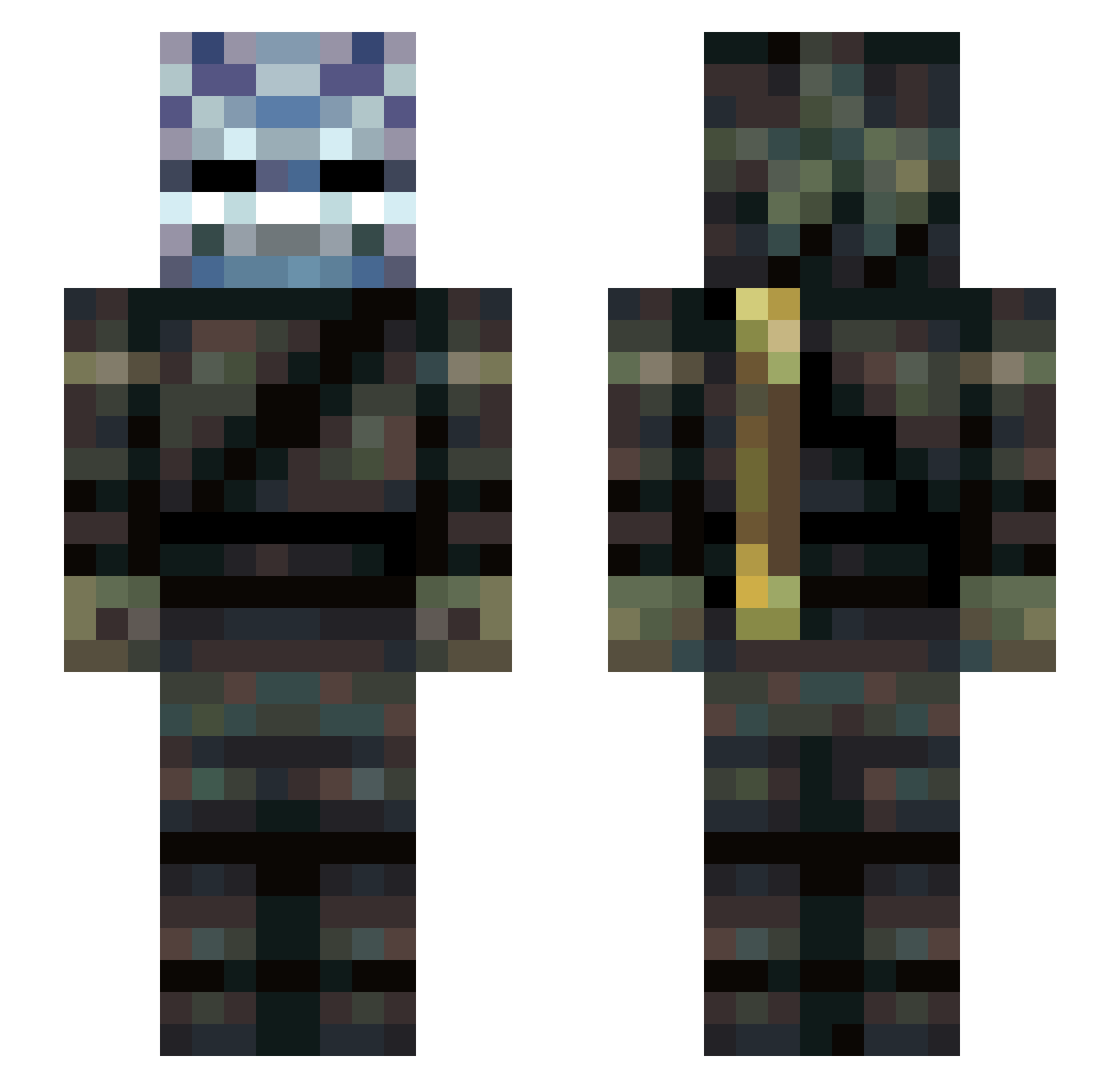 Zhoku Minecraft skin, front and back view