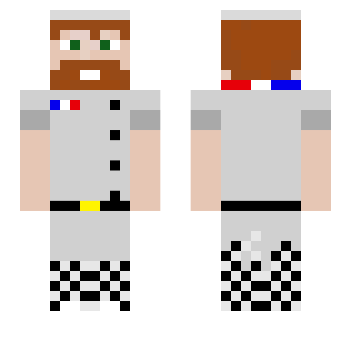 MxATheBaker Minecraft skin, front and back view