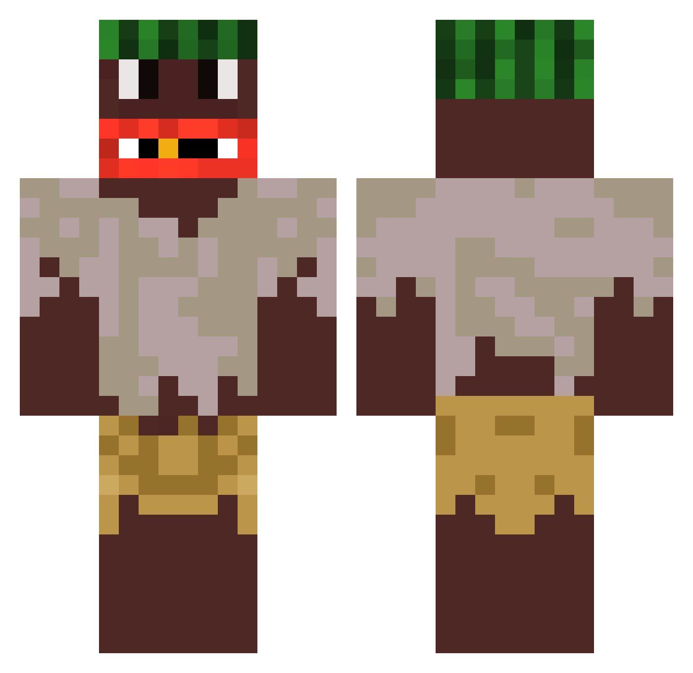 Motions Minecraft skin, front and back view