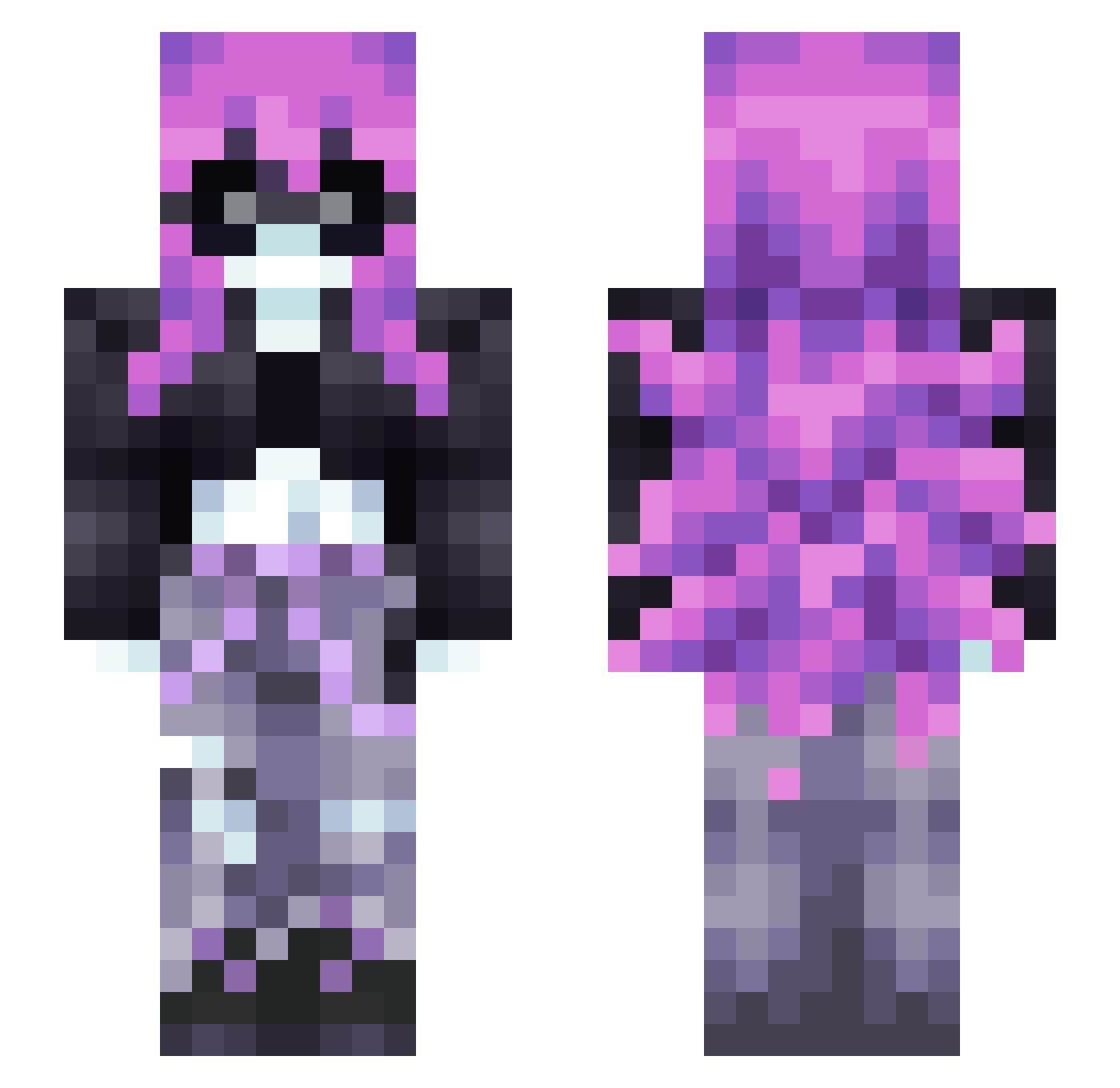 lLovePancakes Minecraft skin, front and back view