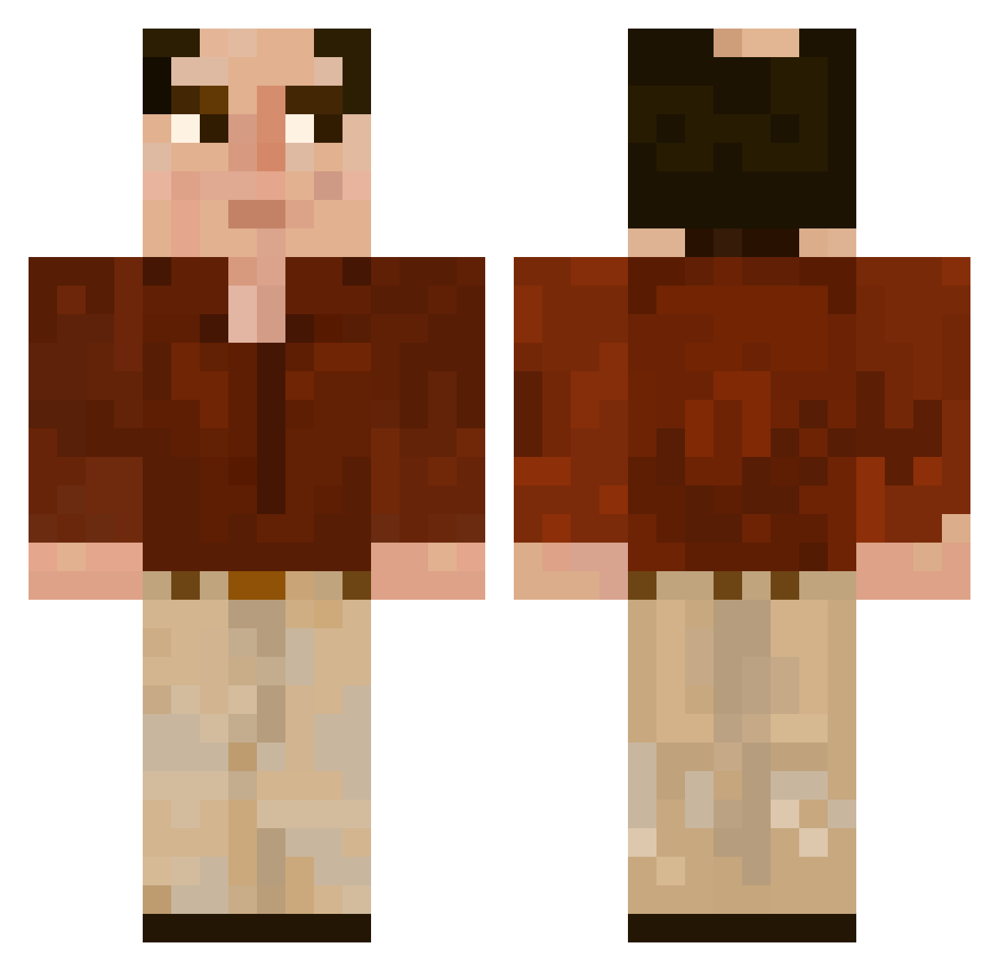 tasels Minecraft skin, front and back view