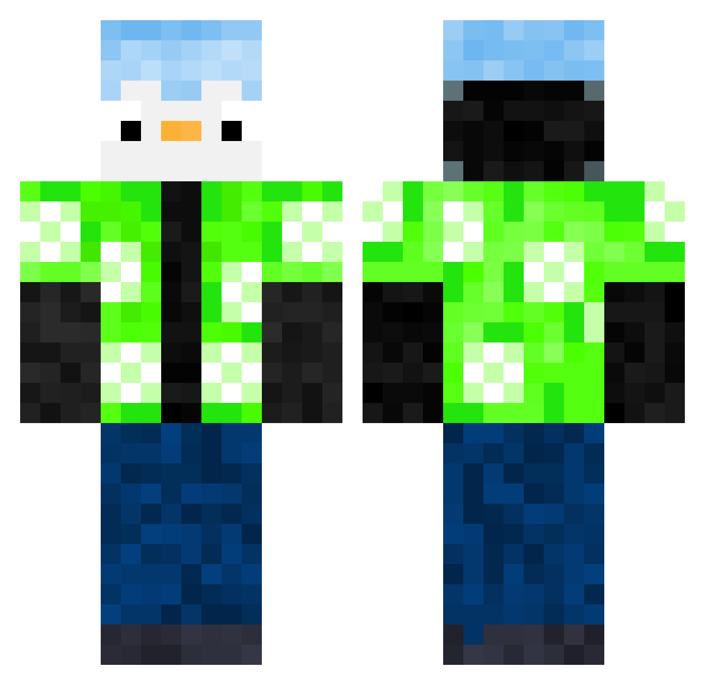 SpxChaos Minecraft skin, front and back view