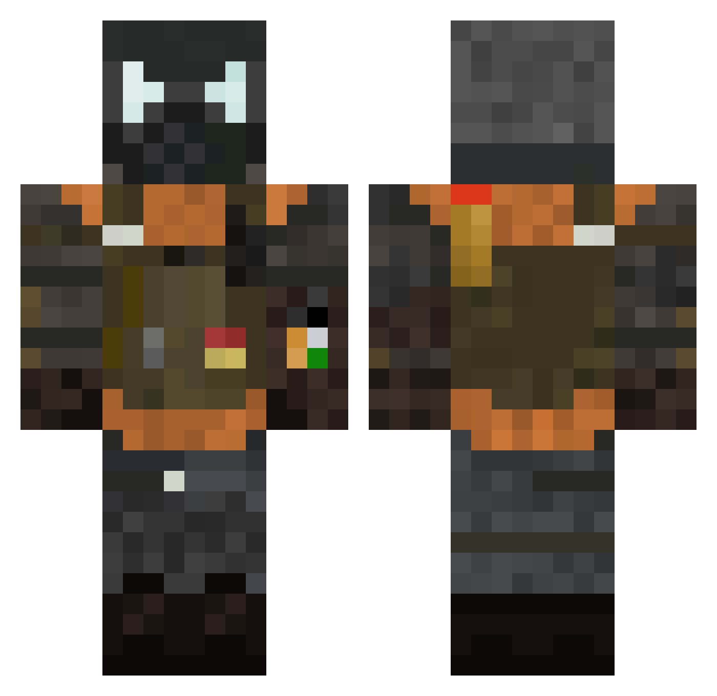 Seantheman711 Minecraft skin, front and back view