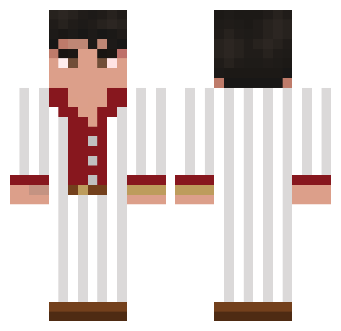 Sevelt Minecraft skin, front and back view