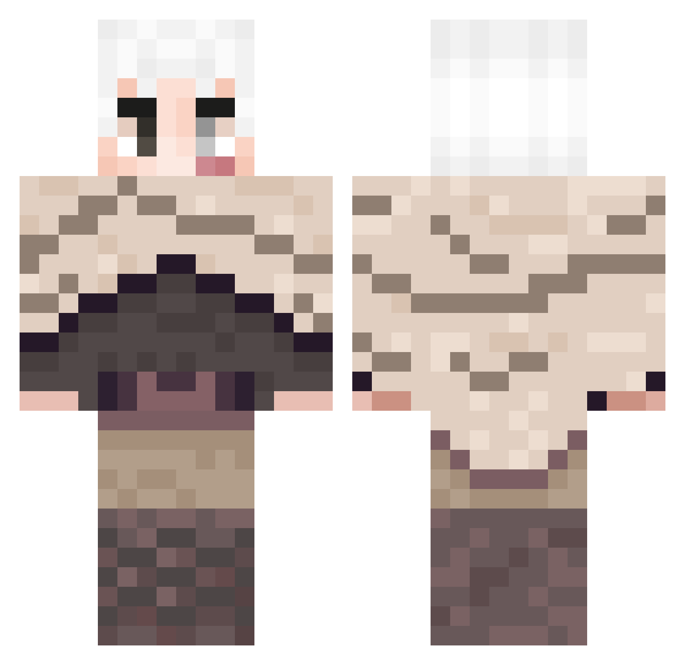 WoahHero Minecraft skin, front and back view