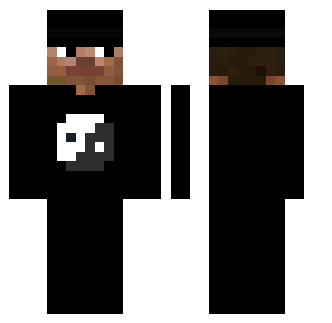 R4eed Minecraft skin, front and back view