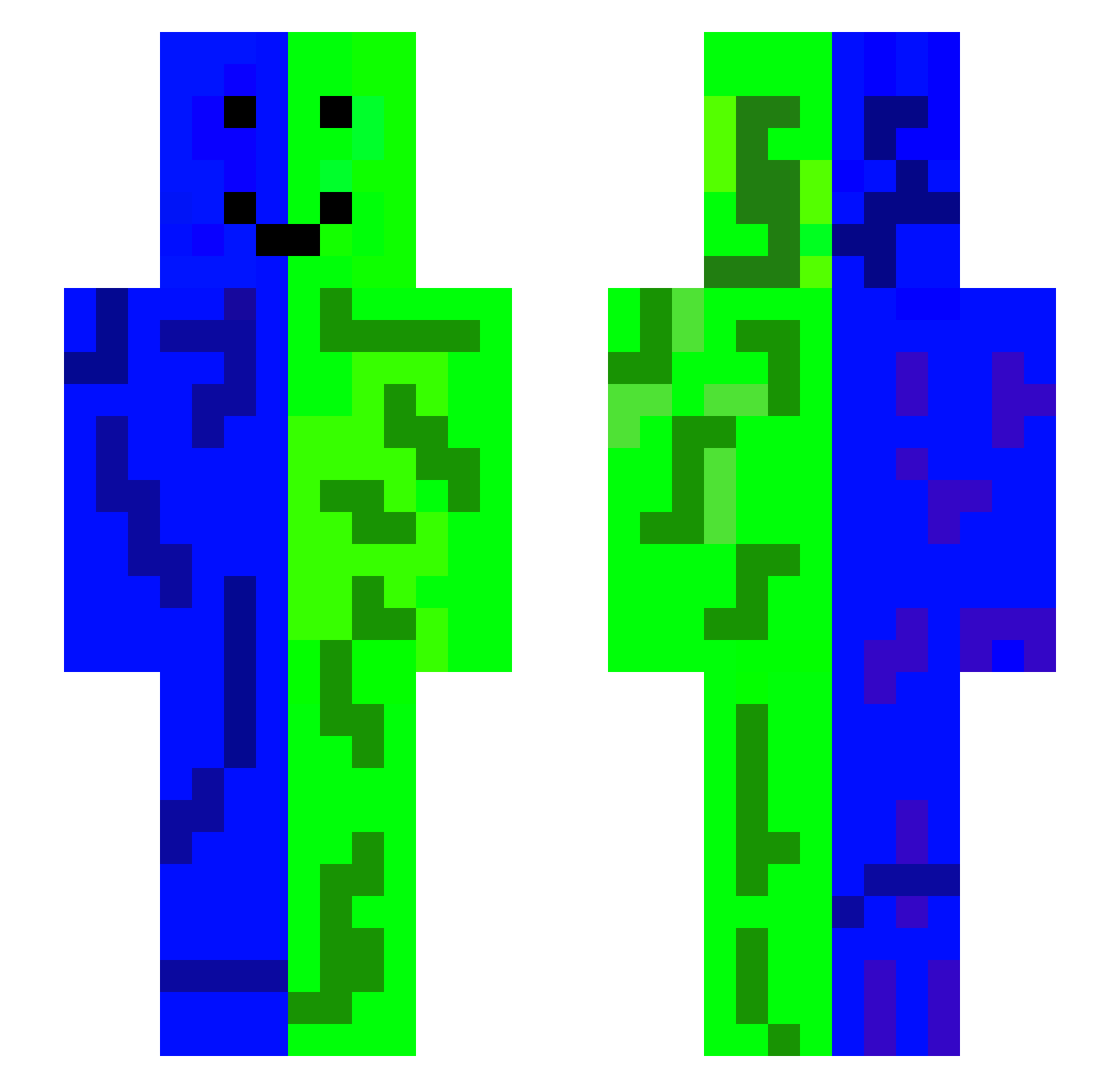 SlimePit Minecraft skin, front and back view