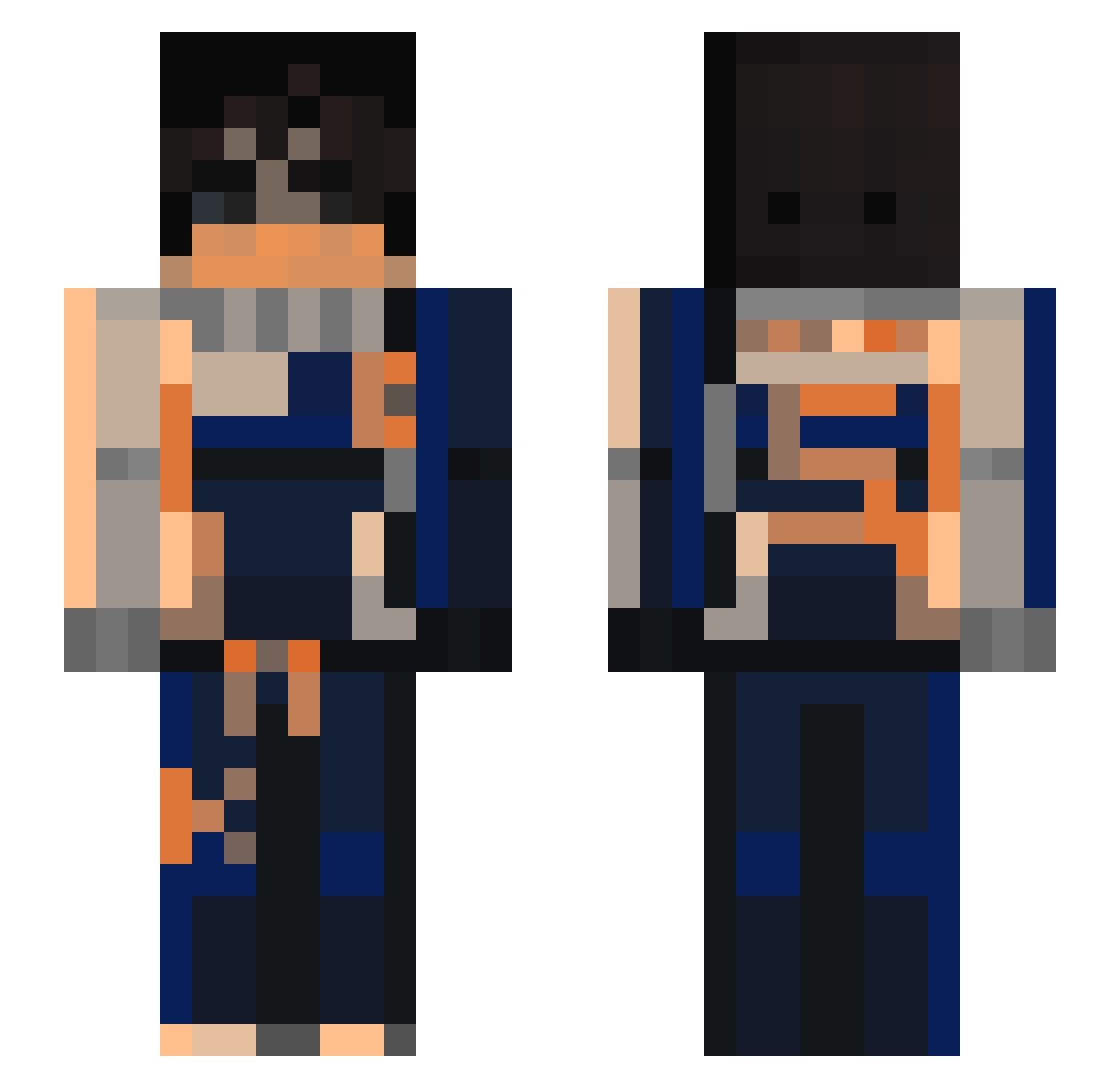 NoZinth Minecraft skin, front and back view
