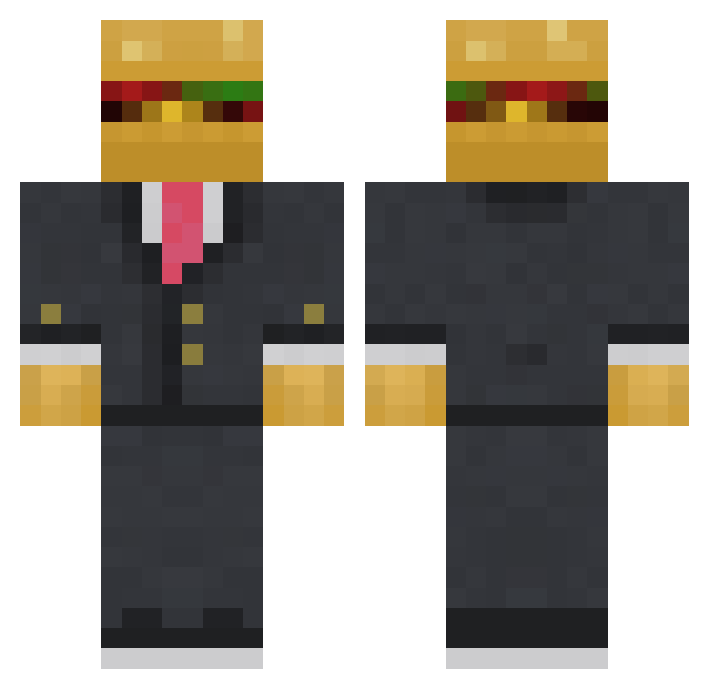 ProAyc Minecraft skin, front and back view