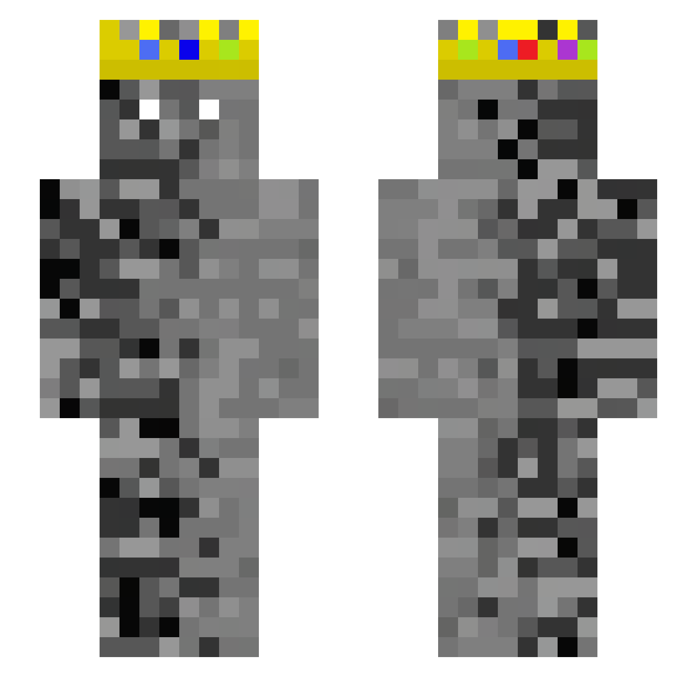 Bedrakk Minecraft skin, front and back view