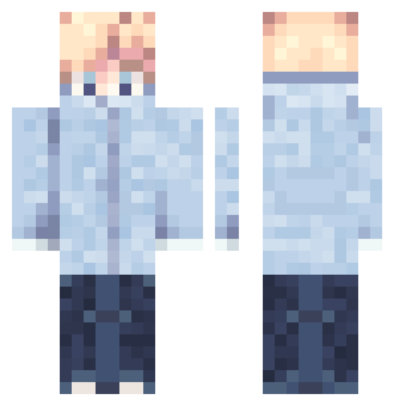 aslqnx Minecraft skin, front and back view