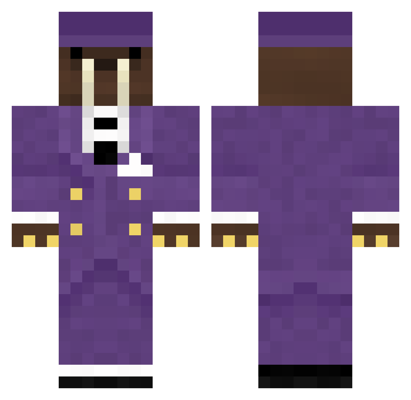 Arrangement Minecraft skin, front and back view