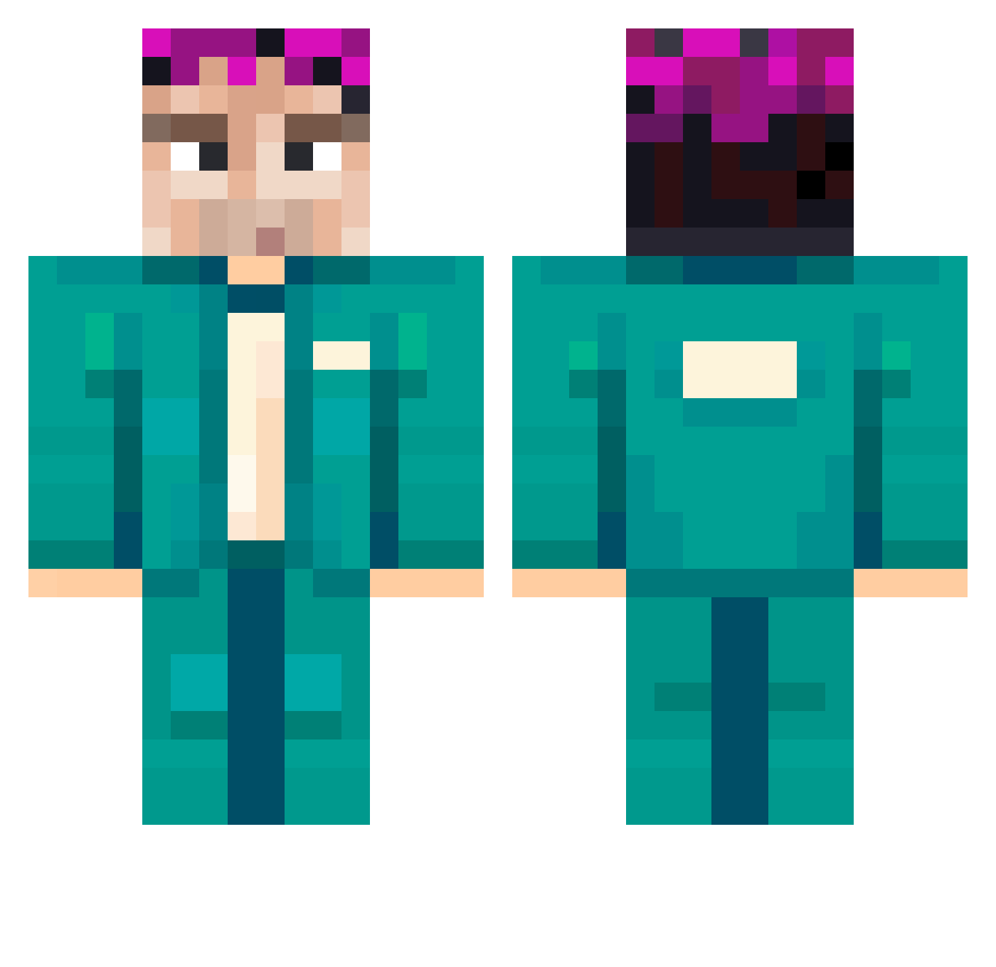 Jonamix8789 Minecraft skin, front and back view