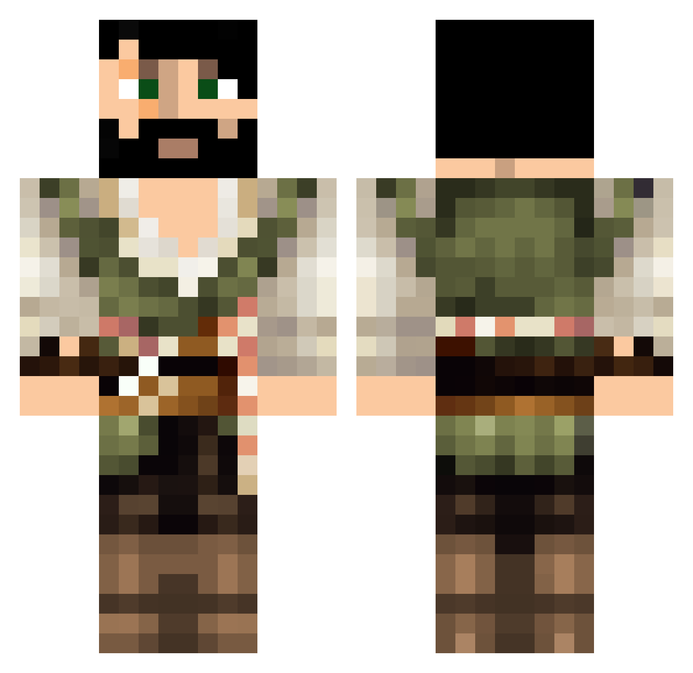 Tomassacre Minecraft skin, front and back view