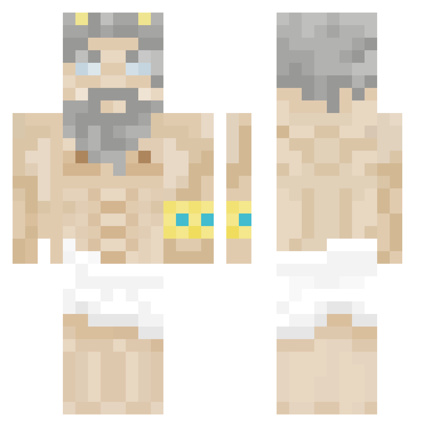 Cabiri Minecraft skin, front and back view