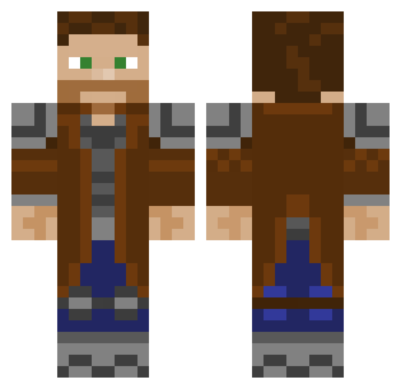 Ultraism Minecraft skin, front and back view