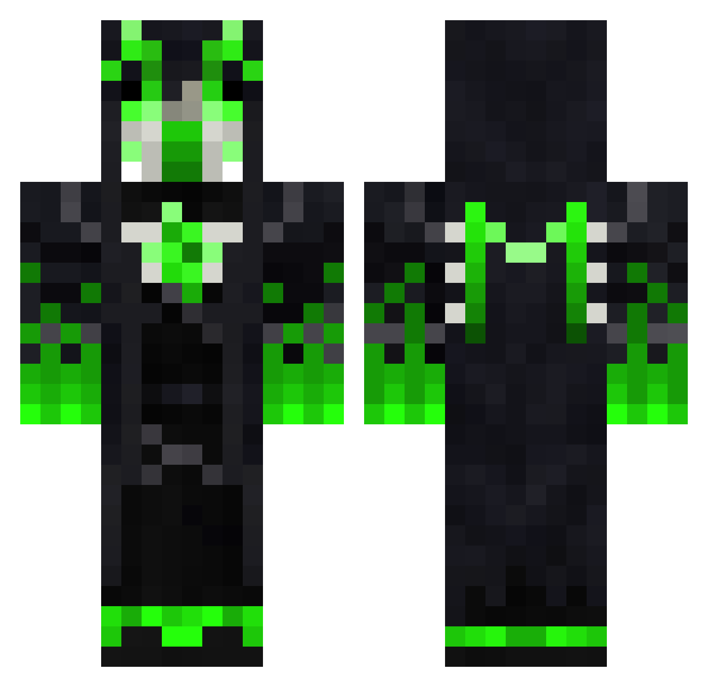 Melteris Minecraft skin, front and back view
