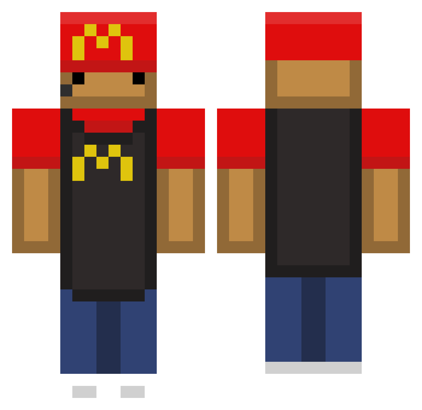 FerriGod Minecraft skin, front and back view
