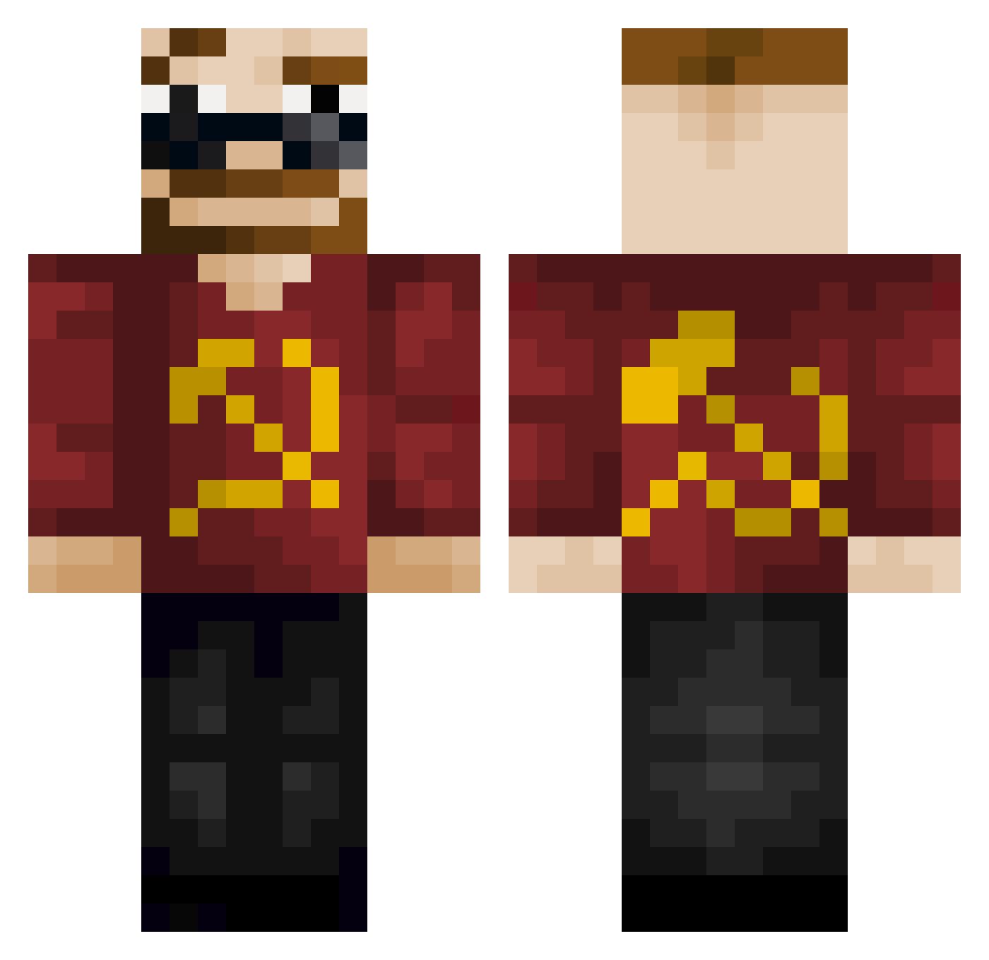DaBasilisk Minecraft skin, front and back view