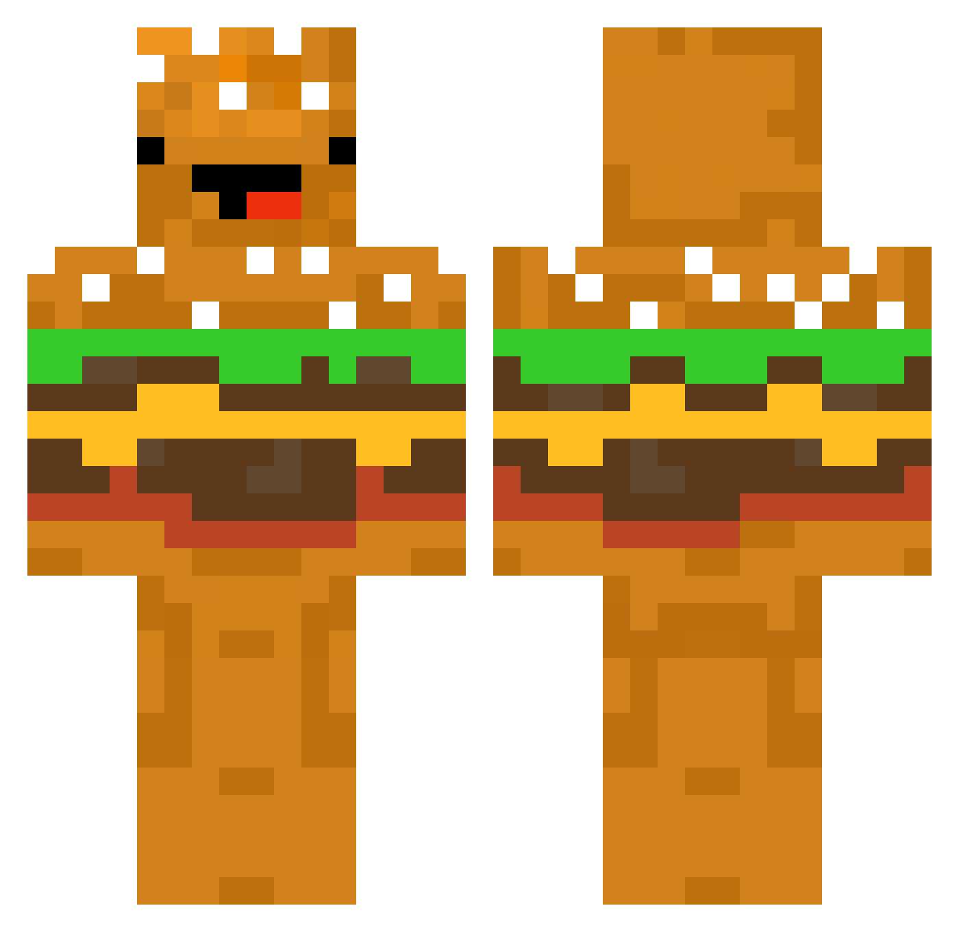 x61 Minecraft skin, front and back view