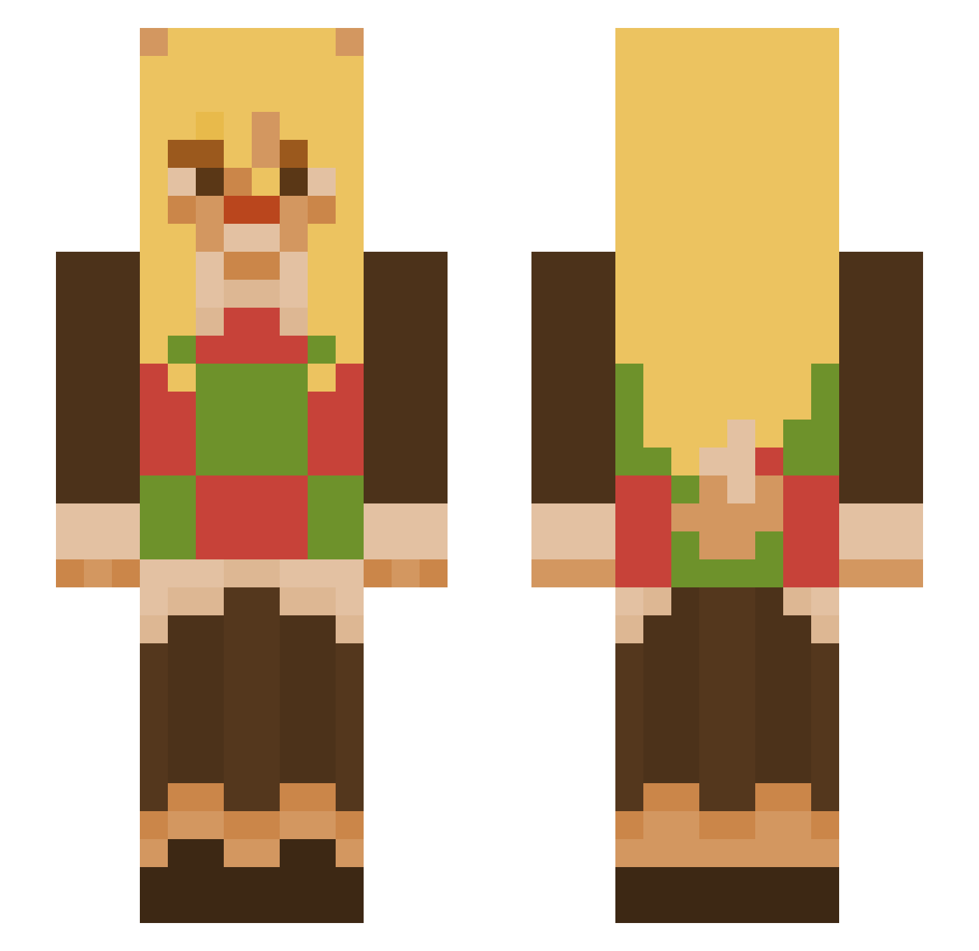 kloocc Minecraft skin, front and back view