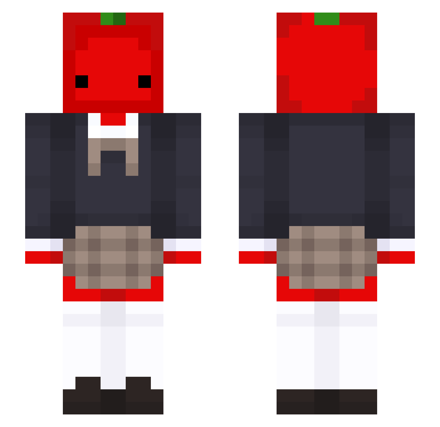 Tomat19 Minecraft skin, front and back view
