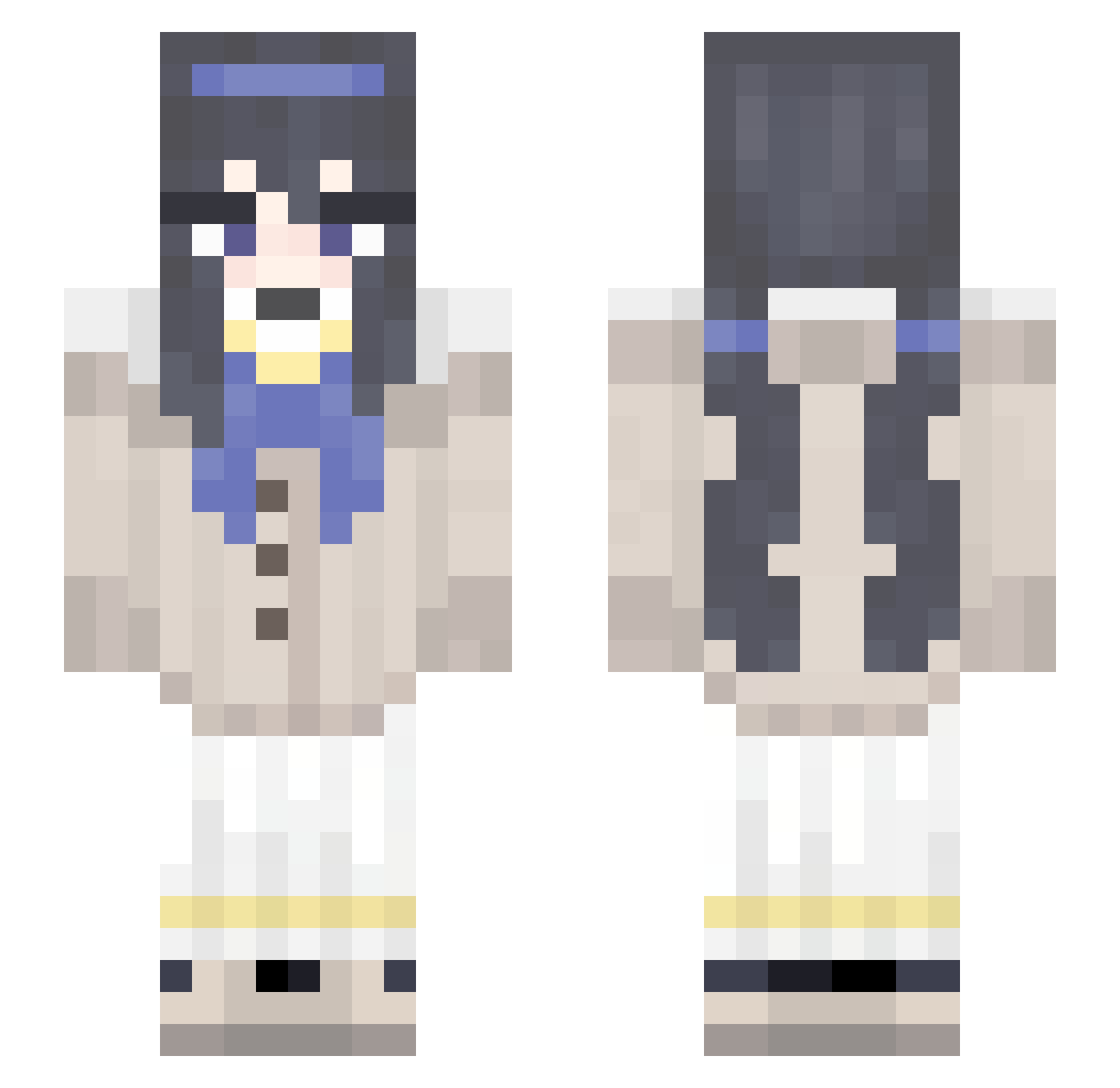 blackhair_ Minecraft skin, front and back view