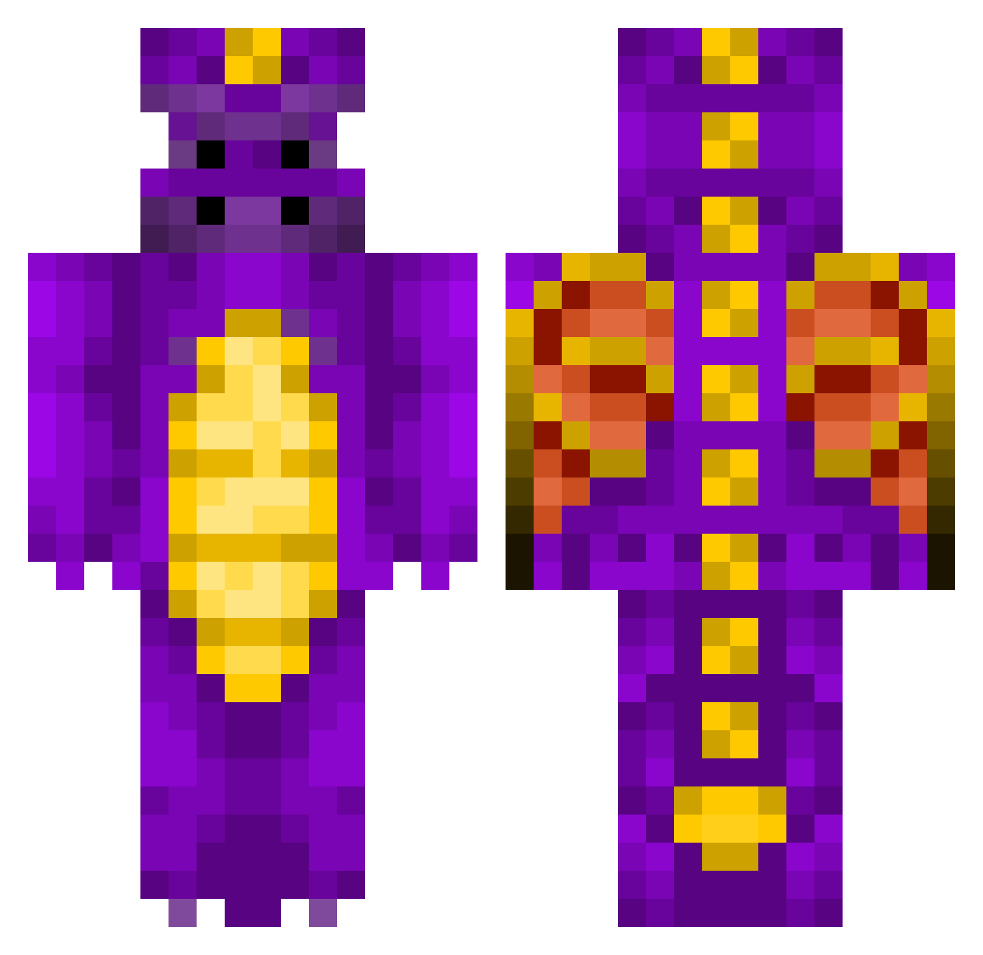 Accusating Minecraft skin, front and back view