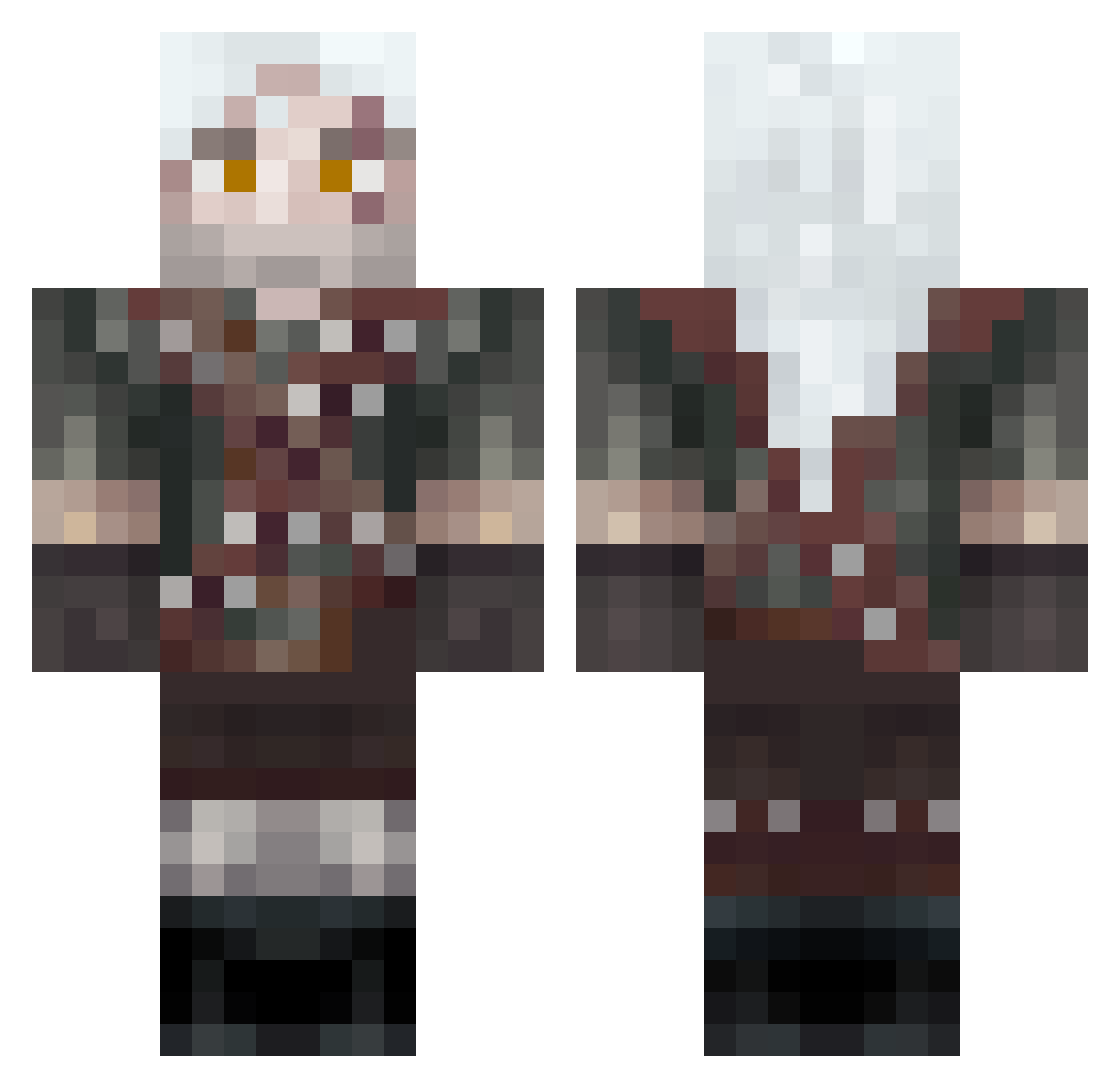 Centage Minecraft skin, front and back view