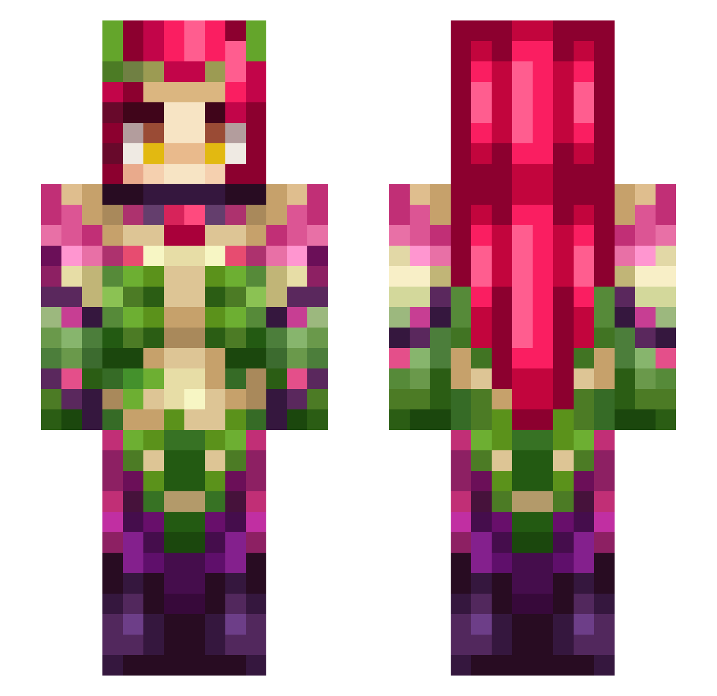 Pandinha62 Minecraft skin, front and back view
