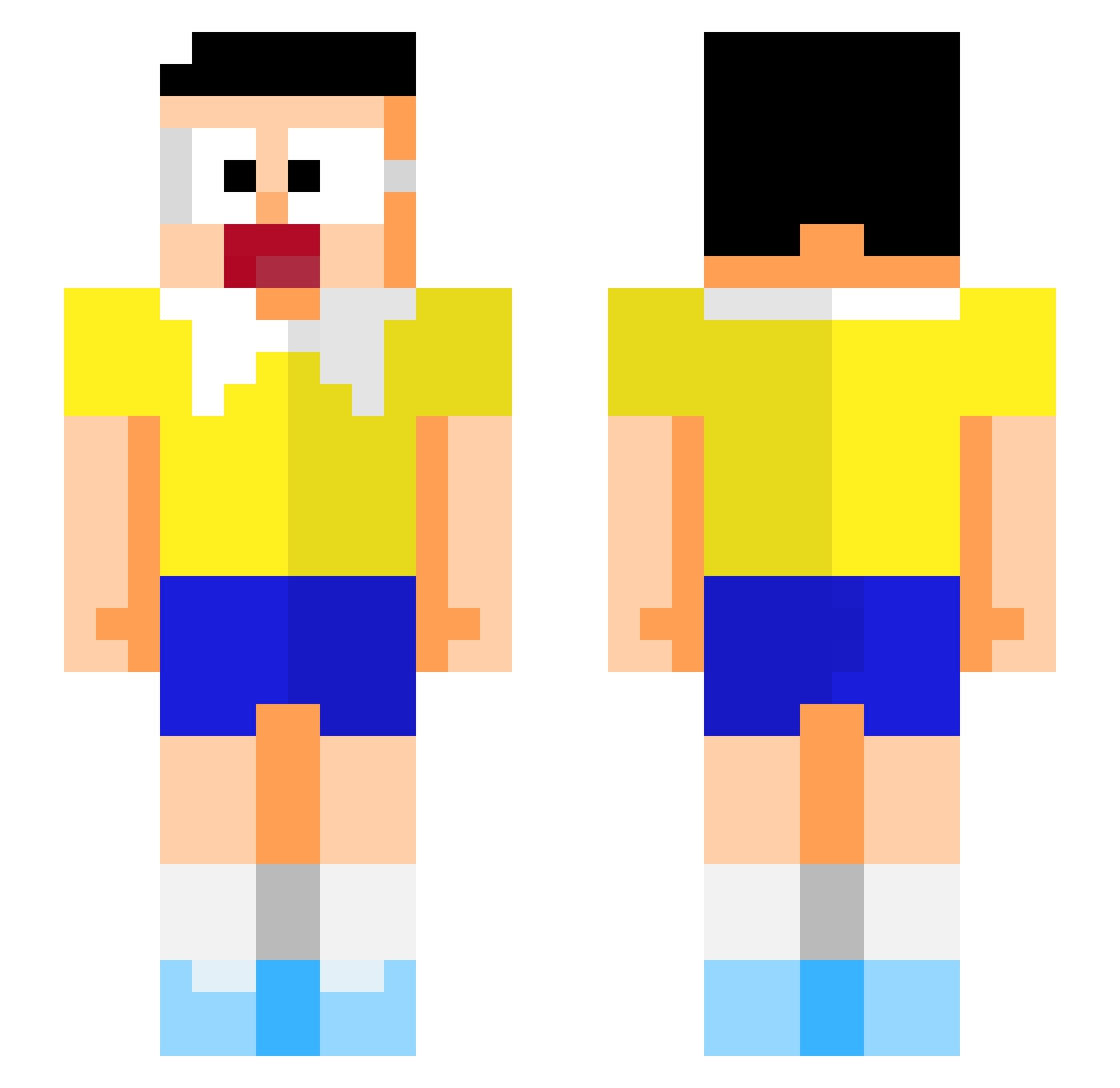 Tomree Minecraft skin, front and back view