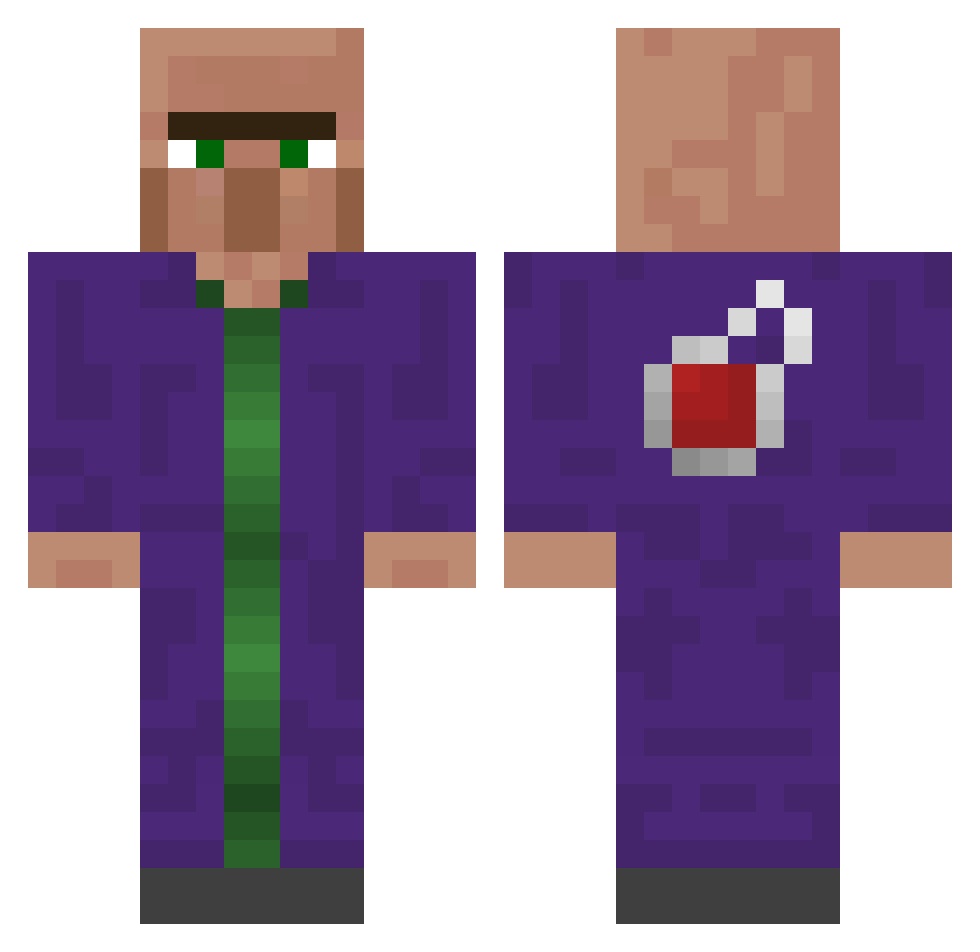 Paal Minecraft skin, front and back view