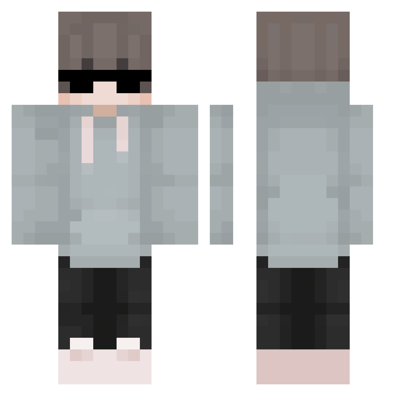 Rinnegxn Minecraft skin, front and back view