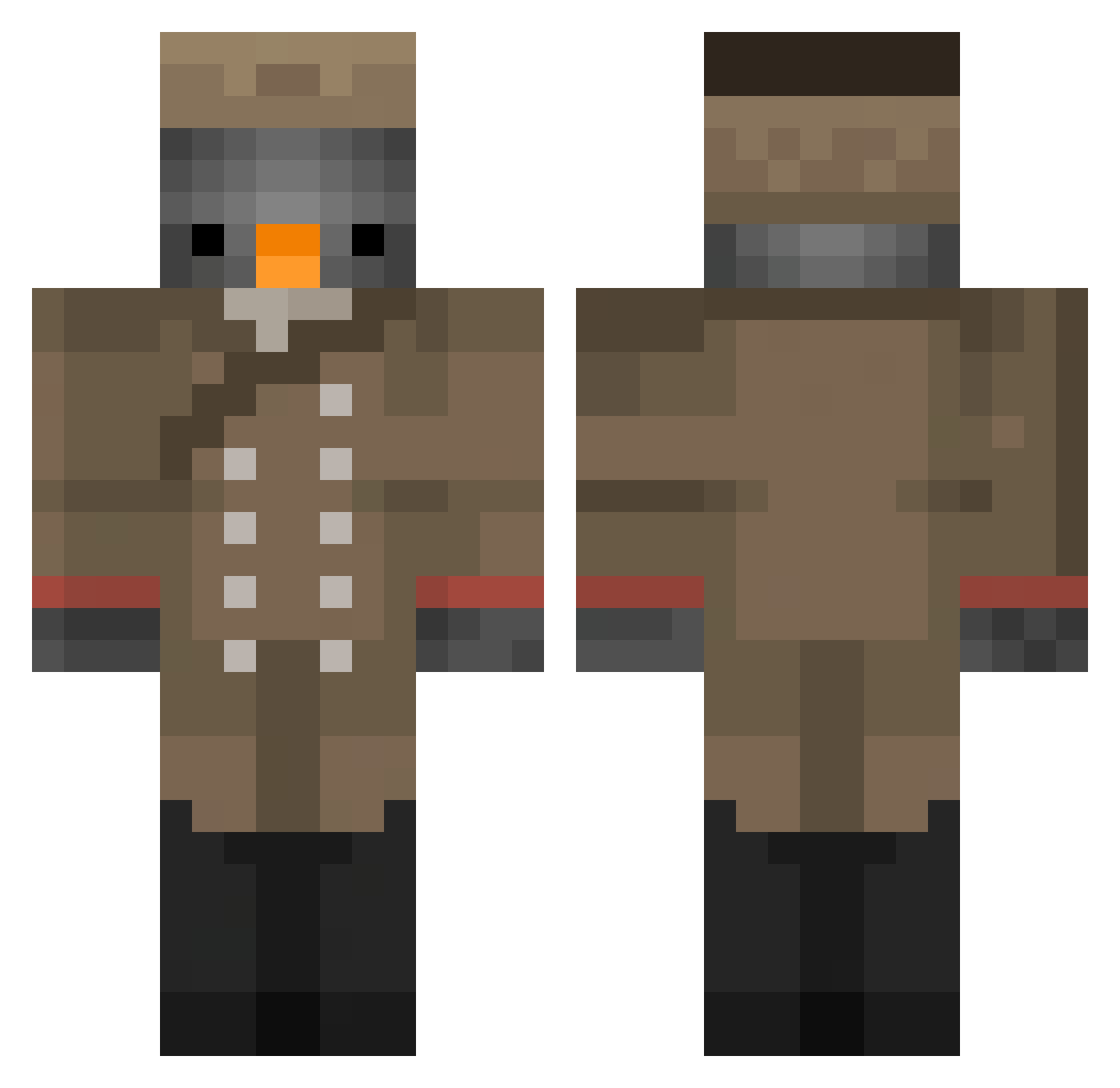 BobB1939 Minecraft skin, front and back view