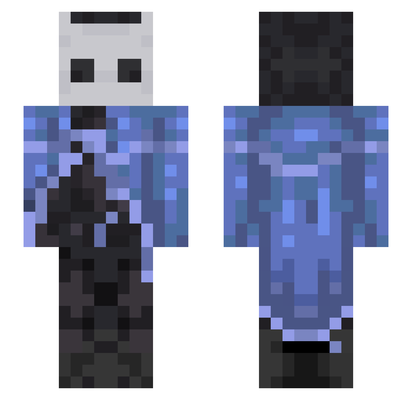 xUnB_ Minecraft skin, front and back view