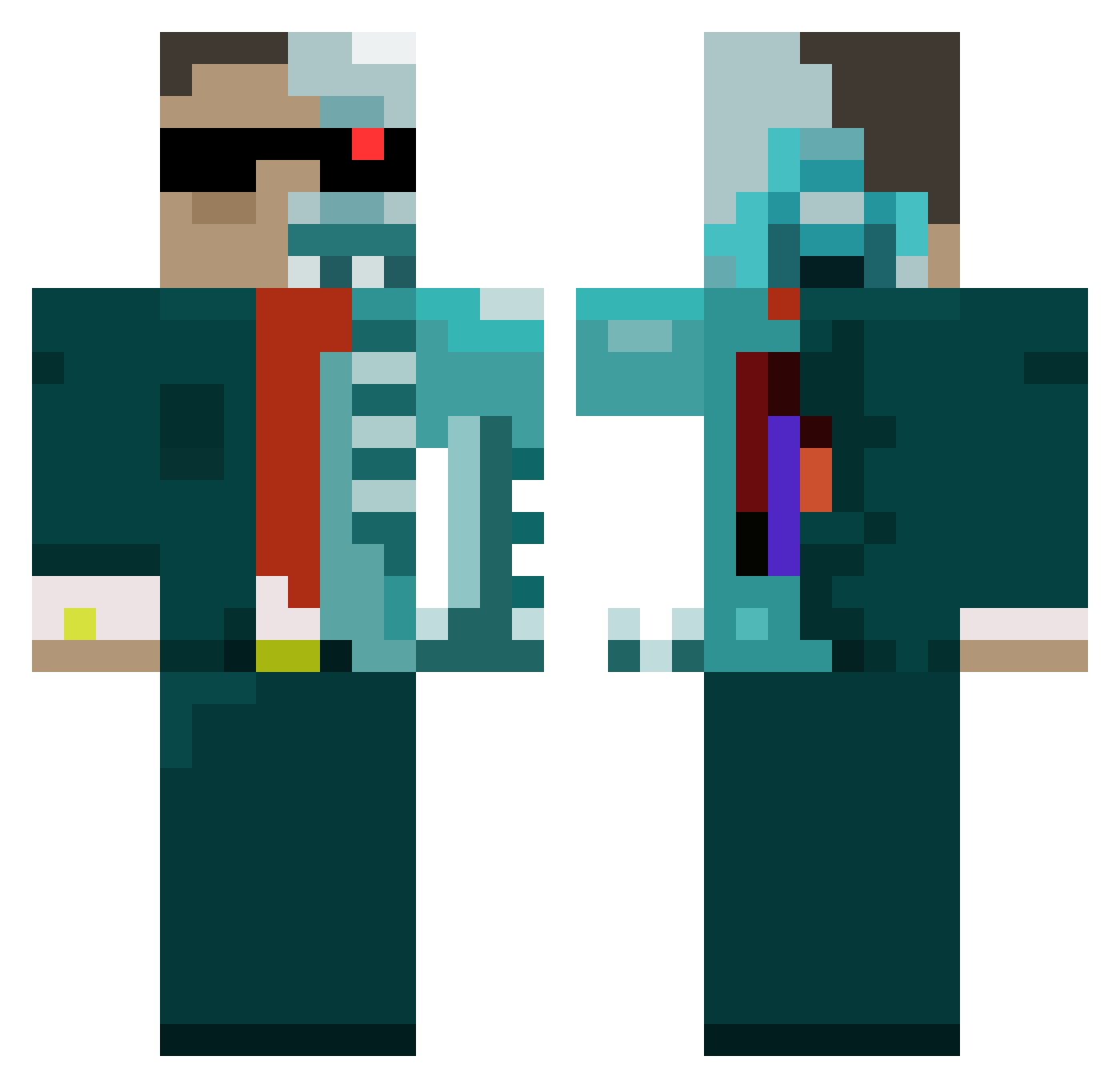 BruhMonumentus Minecraft skin, front and back view
