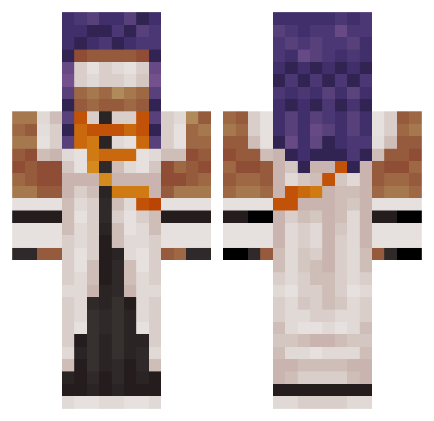 blaze2x Minecraft skin, front and back view