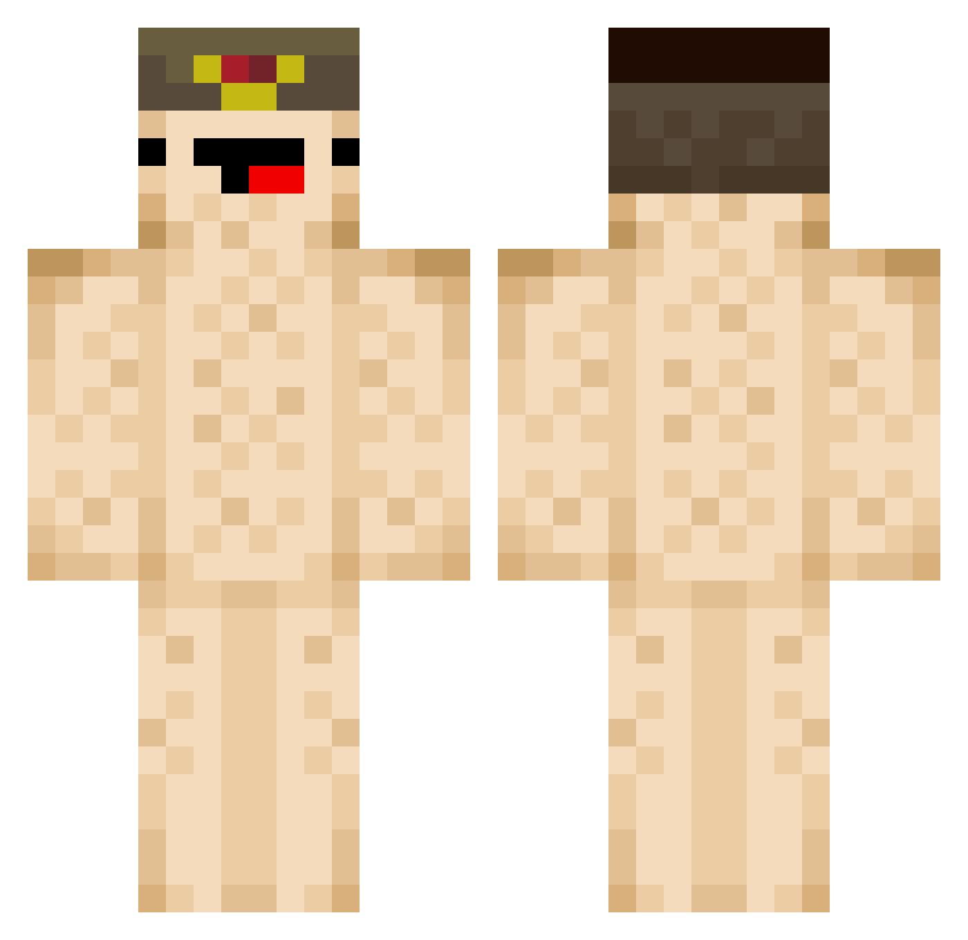 R2vu Minecraft skin, front and back view