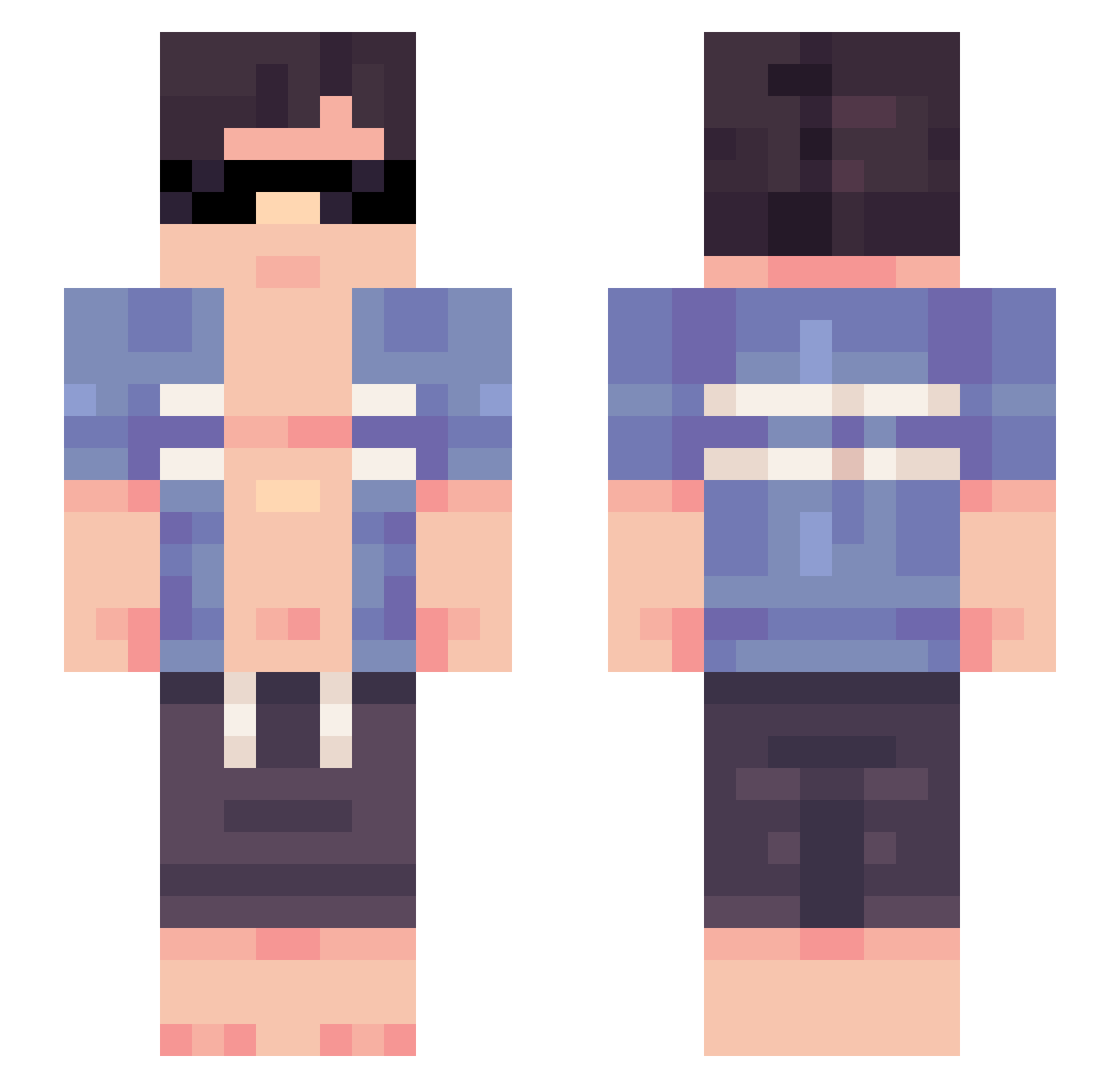 JamesNI Minecraft skin, front and back view