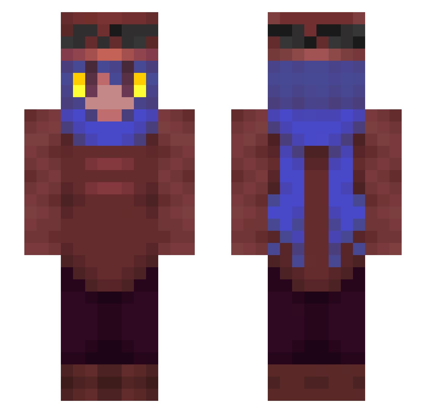 precisefox Minecraft skin, front and back view