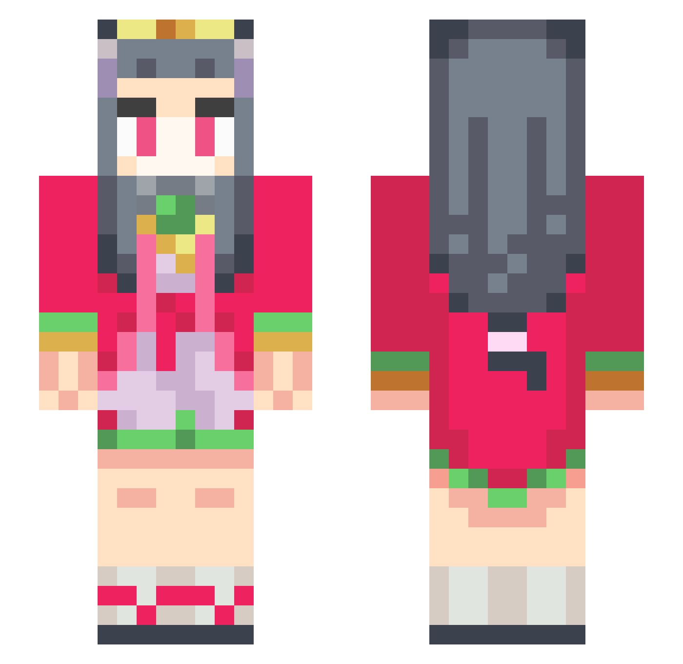 Syaxamaphone Minecraft skin, front and back view