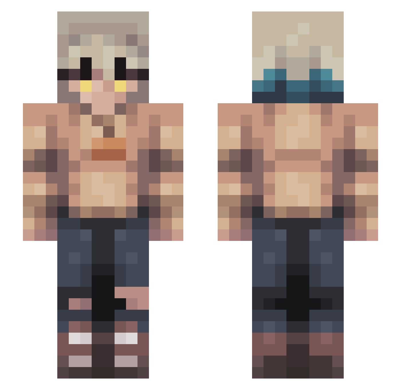BurntestToast Minecraft skin, front and back view