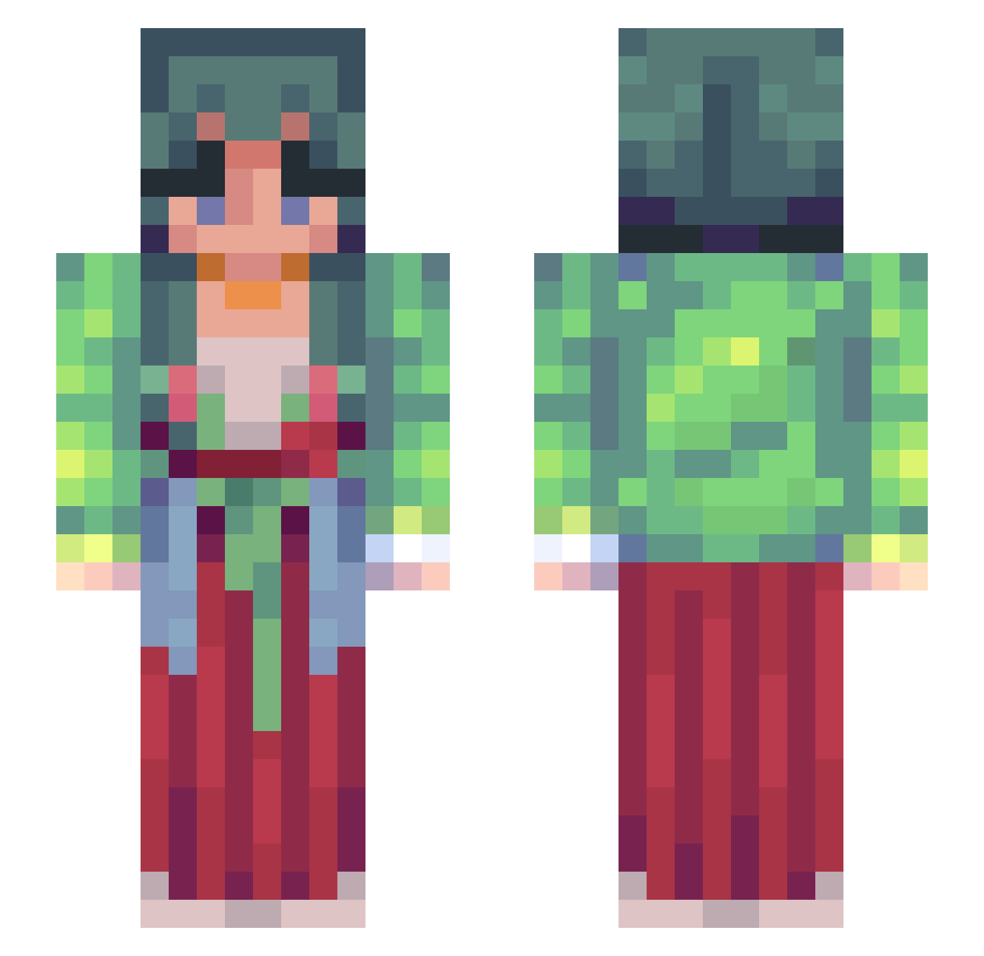 Bwoo00 Minecraft skin, front and back view