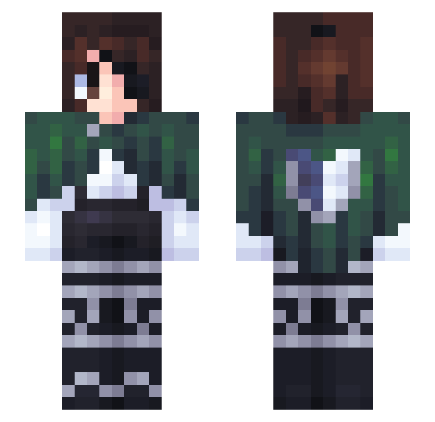 FRJ1 Minecraft skin, front and back view