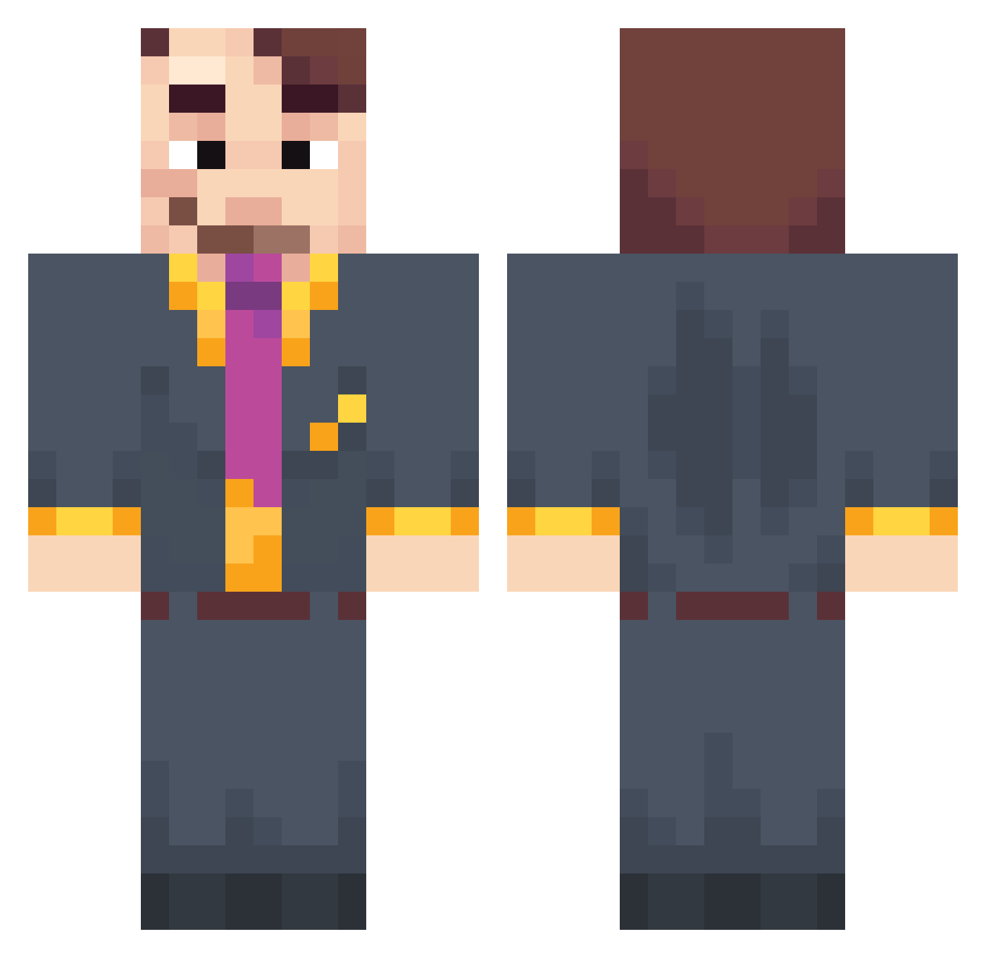 Pizzacat6 Minecraft skin, front and back view